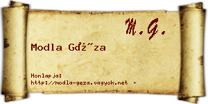 Modla Géza névjegykártya